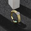 Brass Micro Pave Clear Cubic Zirconia Cuff Finger Rings for Women RJEW-B112-04GP-1