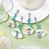 4Pcs 4 Styles Sea Animal Alloy & Natural Shell Pendant Decorations HJEW-JM02014-2