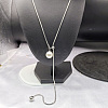 White Round Plastic Pearl Tassel 304 Stainless Steel Round Snake Chain Lariat Necklaces for Women WG7536F-01-1