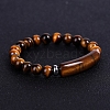 Natural Tiger Eye Curved Rectangle Beaded Stretch Bracelet PW-WG67660-02-1