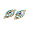 Alloy Connector Charms with Capri Blue Rhinestone and Synthetic Turquoise FIND-H039-35G-2