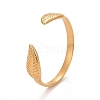 Ion Plating(IP) 304 Stainless Steel Leaf Open Cuff Ring for Women RJEW-C025-25G-1