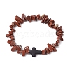 Natural Red Jasper Chips Stretch Bracelets for Women Men BJEW-JB11341-03-2