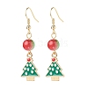 Christmas Theme Alloy Enamel Dangle Earrings with Resin Beaded EJEW-JE05024-3