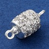 Brass Micro Pave Clear Cubic Zirconia Hollow Column Connector Charms KK-A230-05F-S-2