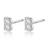 Anti-Tarnish Rhodium Plated 925 Sterling Silver Initial Letter Stud Earrings HI8885-02-1