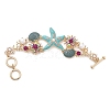 Starfish & Carol Alloy Enamel Charm Bracelets for Women BJEW-Z079-02G-2