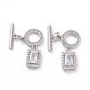 Brass Pave Clear Cubic Zirconia Toggle Clasps KK-E068-VC184-1