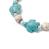 Synthetic Turquoise & Plastic Pearl Beads Link Bracelets for Women BJEW-JB11278-01-3