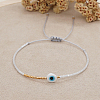 Adjustable Lanmpword Evil Eye Braided Bead Bracelet ZW2937-12-1