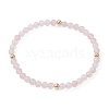 5Pcs 5 Style Natural Rose Quartz & Brass Beaded Stretch Bracelets Set for Women BJEW-JB09663-02-3