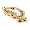 Rack Plating Brass Micro Pave Clear Cubic Zirconia Connector Charms KK-K342-23G-3