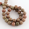 Natural Unakite Gemstone Round Bead Strands G-R289-8mm-2