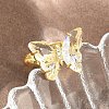 Brass Micro Pave Cubic Zirconia Finger Rings GL-CBA65A8-01G-15-3