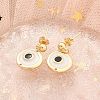 Real 18K Gold Plated Brass Enamel Dangle Stud Earrings Findings KK-B124-09G-01-2