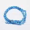 Handmade Evil Eye Lampwork Flat Round Bead Strands LAMP-L058-6mm-09-2