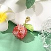 Flower Glass Pendant Decoration HJEW-TA00286-02-2