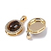 Brass with Cubic Zirconia and Tiger-Eye Pendants KK-Q030-18P-2