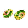 Natural Freshwater Shell Double Face Printed Oval Charms SHEL-T020-05C-2