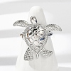 Sea Turtle Brass Cuff Rings for Women RJEW-A059-06P-4