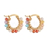 Cubic Zirconia Round Beads Braided Hoop Earrings EJEW-JE04868-4