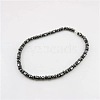 Synthetic Magnetic Hematite Rondelle Column and Round Beaded Nacklaces for Men WA5844-1-1