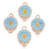 Zinc Alloy Enamel Sunflower Connector Charms ENAM-E011-01KCG-01-2