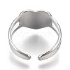 Non-Tarnish 304 Stainless Steel Heart Cuff Rings RJEW-N038-118P-4