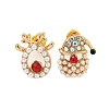 Christmas Alloy Colorful Rhinestone & Plastic Asymmetrical Stud Earrings for Women EJEW-M256-02A-G-1