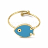 Ion Plating(IP) Fish 304 Stainless Steel Enamel Ring RJEW-A038-14G-02-2