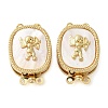 Brass with Natural Shell Box Clasps KK-G505-01G-1