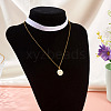 Flat Round with Letter O Alloy Enamel Pendant Necklaces for Women NJEW-TAC0033-6