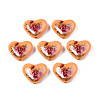 Flower Printed Opaque Acrylic Heart Beads SACR-S305-28-J03-1