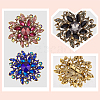 FIBLOOM 3Pcs 3 Colors Rhinestone Flower Brooch Pin JEWB-FI0001-01-3