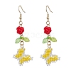 Glass Seed Beads Butterfly Dangle Earrings EJEW-MZ00347-03-2