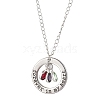 Glass and Alloy Round With Word Forever In My Heart Pendants Necklace NJEW-JN04697-03-2