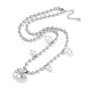 Rack Plating Brass Micro Pave Clear Cubic Zirconia Bowknot Pendant Ball Chain Necklaces NJEW-P317-04P-2