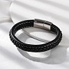 Braided Microfiber Leather Cord Bracelets for Men BJEW-Z081-04P-2