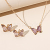 Butterfly Acrylic Rhinestone with Iron Pendant Necklaces & Stud Earrings Sets for Women WGFFCAF-03-1