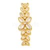 Brass Pave Clear Cubic Zirconia Flower with Leaf Links Connector Charms KK-P277-52G-01-1