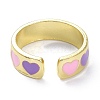 Heart Pattern Alloy Enamel Cuff Rings RJEW-Z008-16LG-B-2