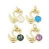 Brass Pave Synthetic Opal Swan Pendants KK-I723-07G-1