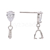 Anti-Tarnish Rhodium Plated 925 Sterling Silver Dangle Stud Earing Settings X-STER-K038-008P-2