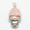 Personalized Retro Halloween Skull Jewelry Bezel Natural & Synthetic Mixed Gemstone Pendants G-M038-01-2