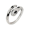 Brass Micro Pave Clear Cubic Zirconia Cuff Rings for Women RJEW-P132-01P-4