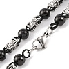 201 Stainless Steel Round Ball Links Chain Necklace NJEW-F222-38EBP-06-2