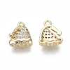 Brass Micro Pave Clear Cubic Zirconia Charms KK-S348-528-NF-2