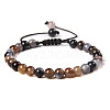 Natural Grey Agate Round Bead Adjustable Braided Bracelets UO3136-2-1