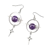Natural Amethyst & Alloy Pendant Dangle Earrings EJEW-TA00818-04-4