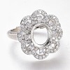 Adjustable Brass Micro Pave Clear Cubic Zirconia Finger Ring Components ZIRC-I049-14-2